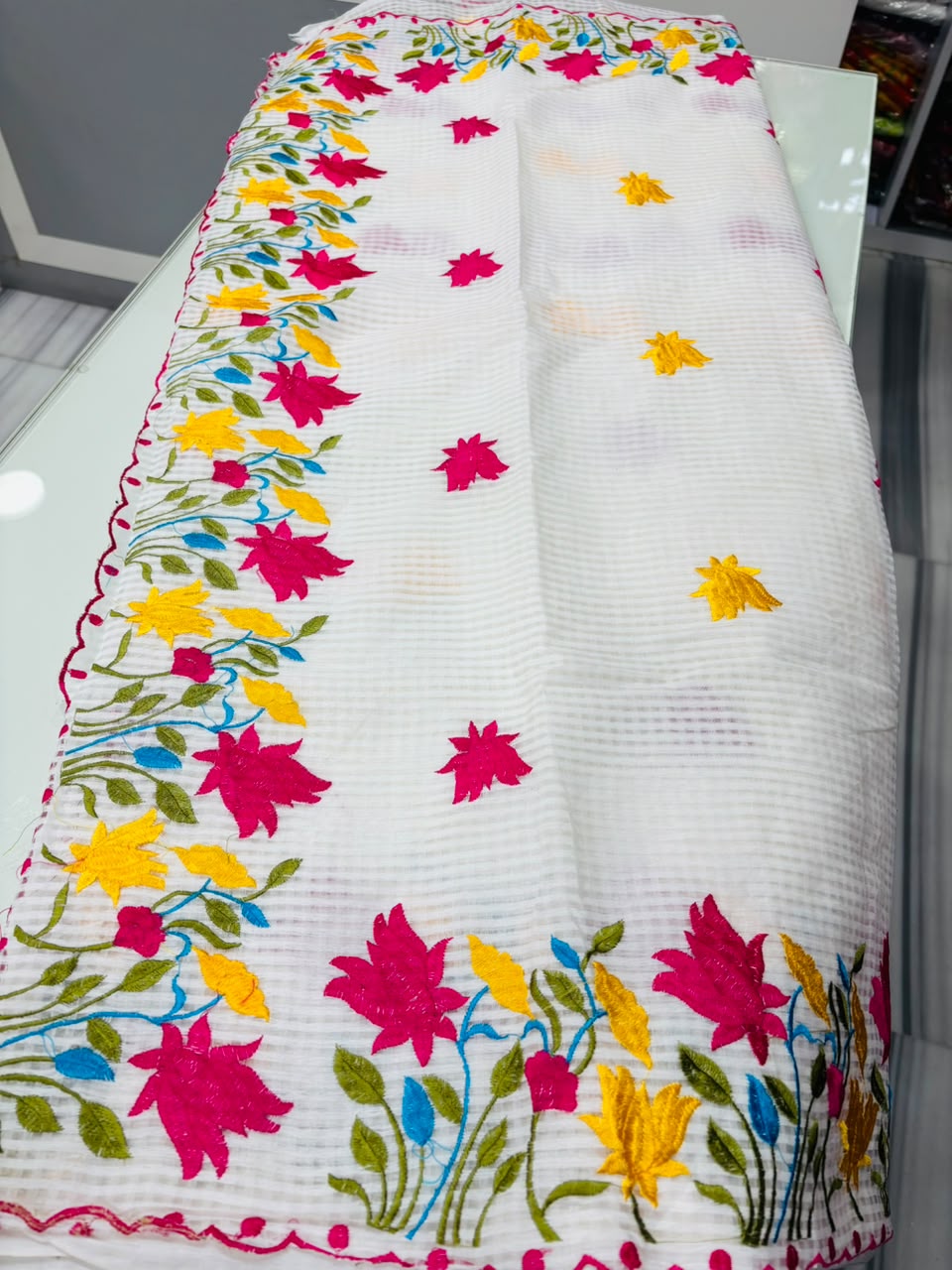 Parijat  Kota Saree With Embroidery Work