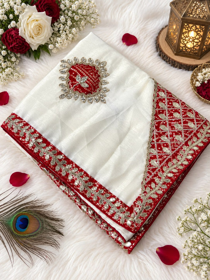 The Celebration Queen – Chinnon Silk Saree with Gota Patti Work