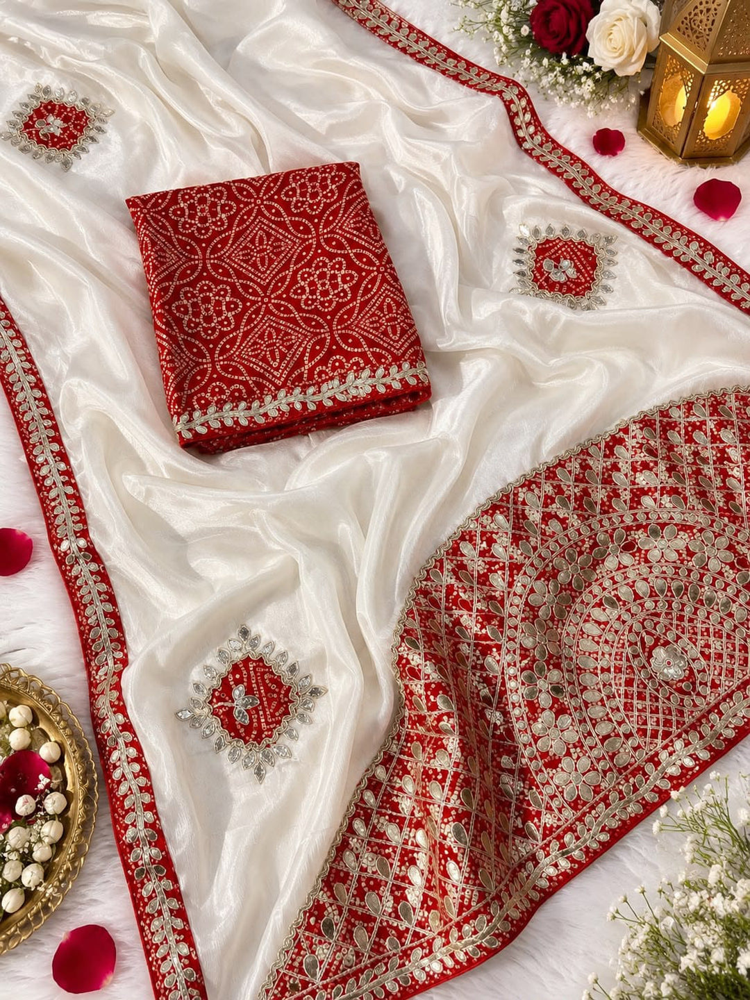 The Celebration Queen – Chinnon Silk Saree with Gota Patti Work