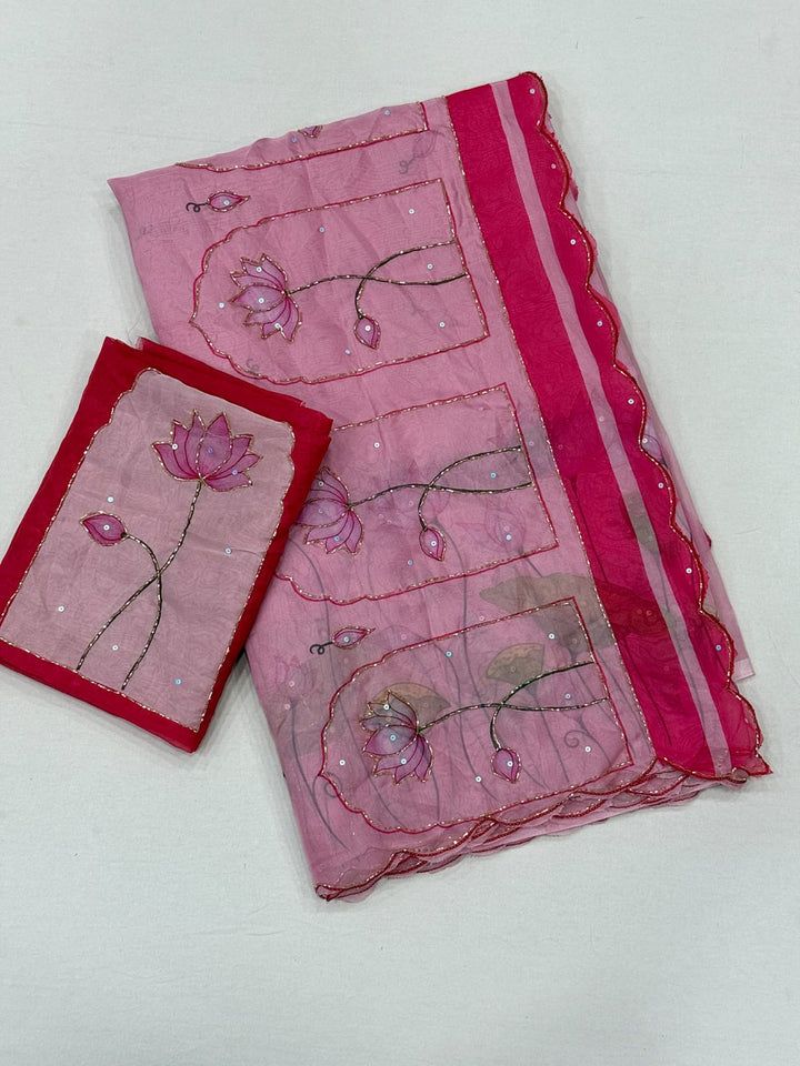 Midnight Spark– Digital Floral Print Katdana Saree