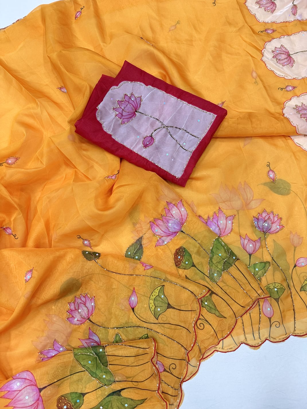 Midnight Spark– Digital Floral Print Katdana Saree