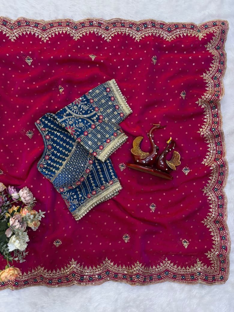 All That Glitters – Sequin & Zari Embroidered Frendy Satin Silk Saree