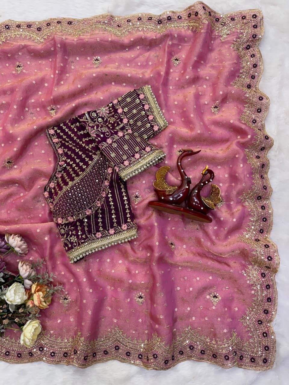 All That Glitters – Sequin & Zari Embroidered Frendy Satin Silk Saree