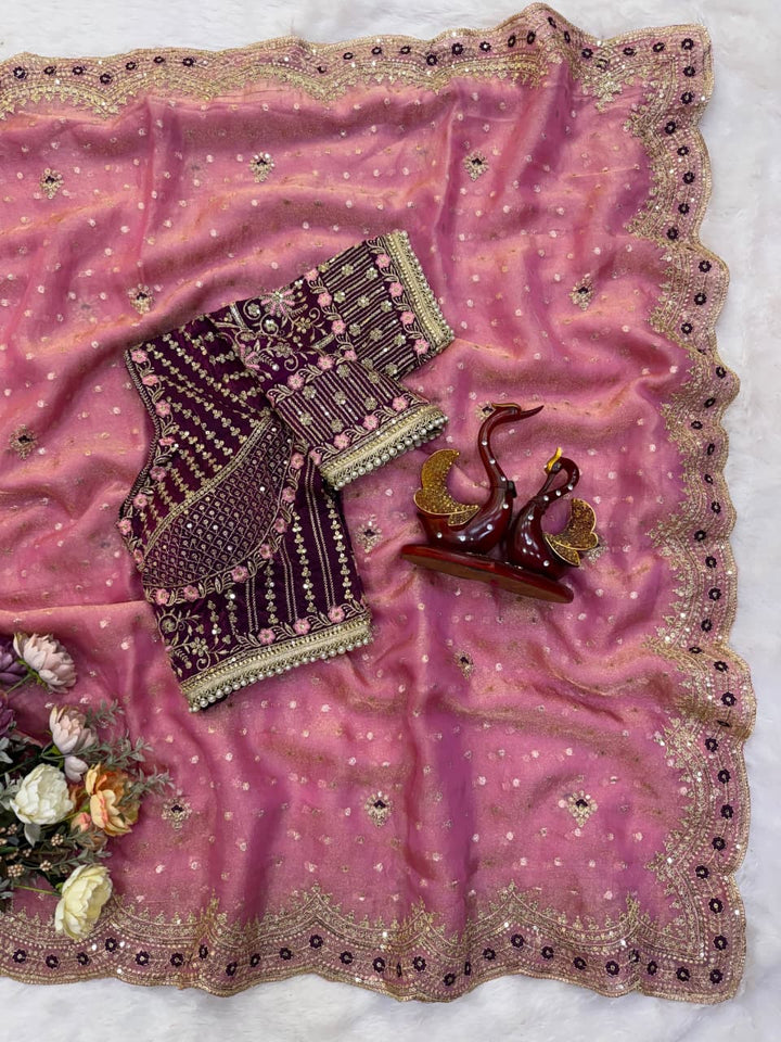 All That Glitters – Sequin & Zari Embroidered Frendy Satin Silk Saree