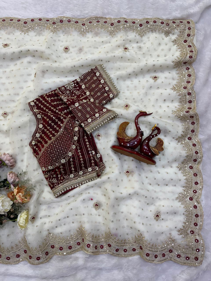 All That Glitters – Sequin & Zari Embroidered Frendy Satin Silk Saree