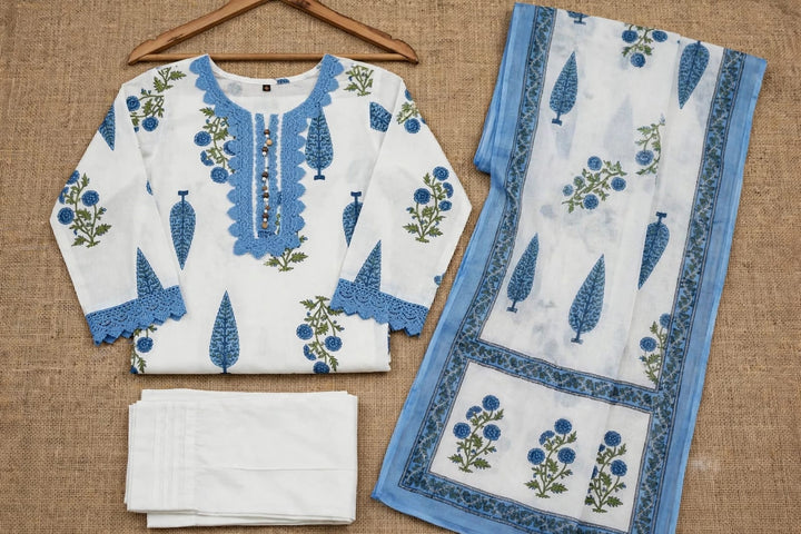 Blue Belle Cotton Kurti Set