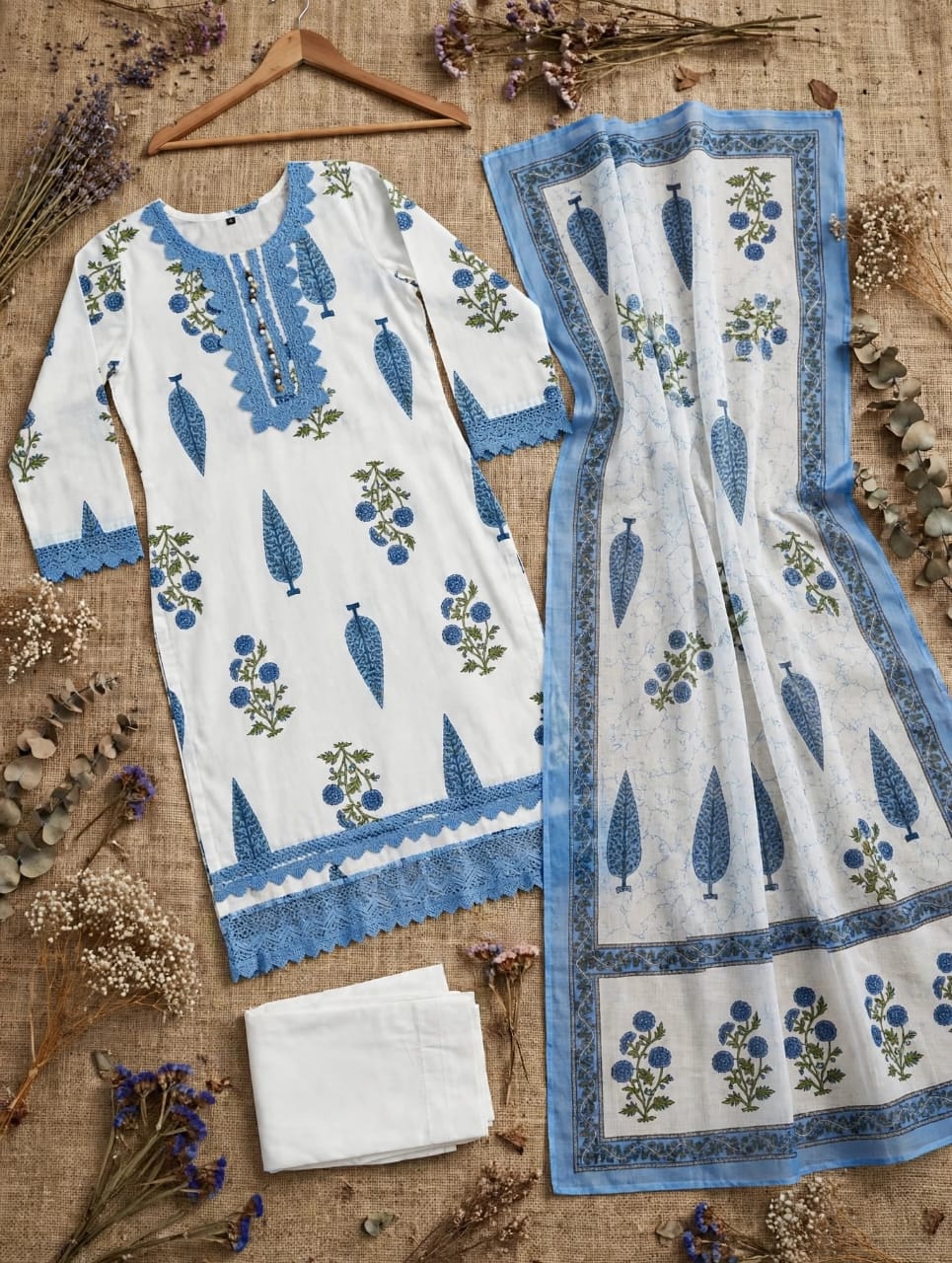 Blue Belle Cotton Kurti Set