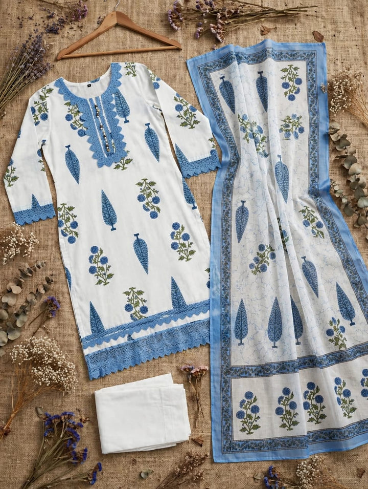 Blue Belle Cotton Kurti Set