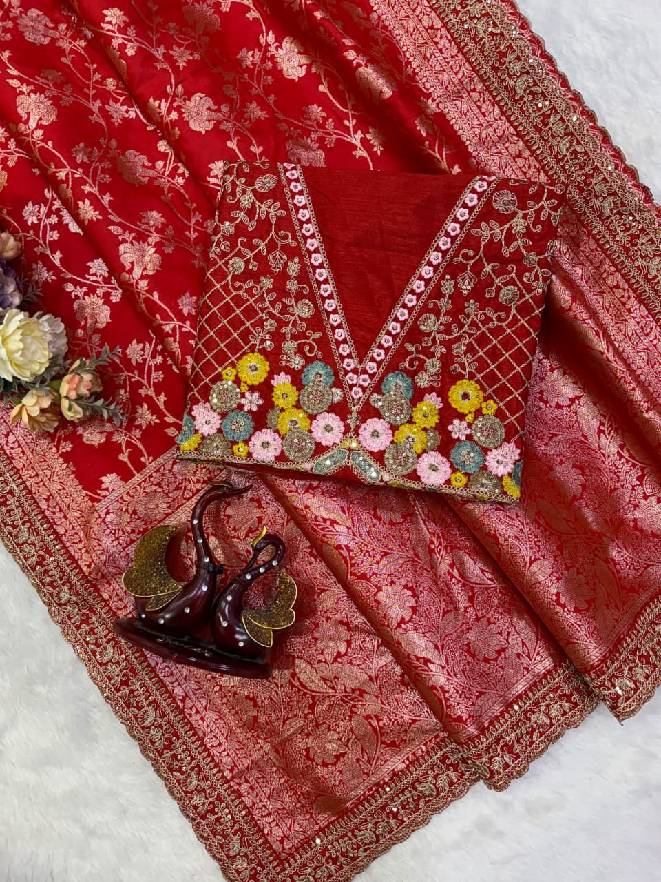 The Beautiful Exception – Banarasi Jacquard Silk Saree with Sequin & Dori Embroidery Work
