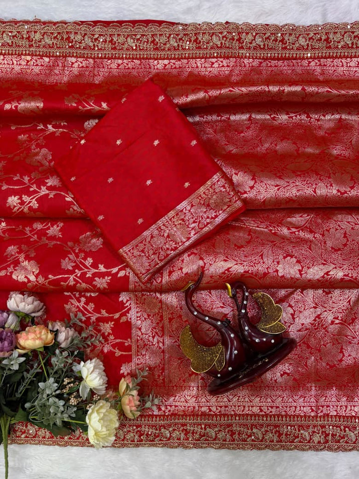 The Beautiful Exception – Banarasi Jacquard Silk Saree with Sequin & Dori Embroidery Work