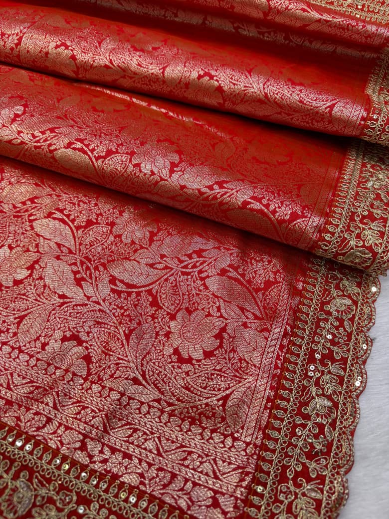 The Beautiful Exception – Banarasi Jacquard Silk Saree with Sequin & Dori Embroidery Work