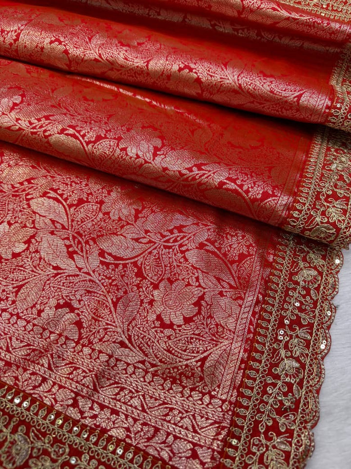 The Beautiful Exception – Banarasi Jacquard Silk Saree with Sequin & Dori Embroidery Work