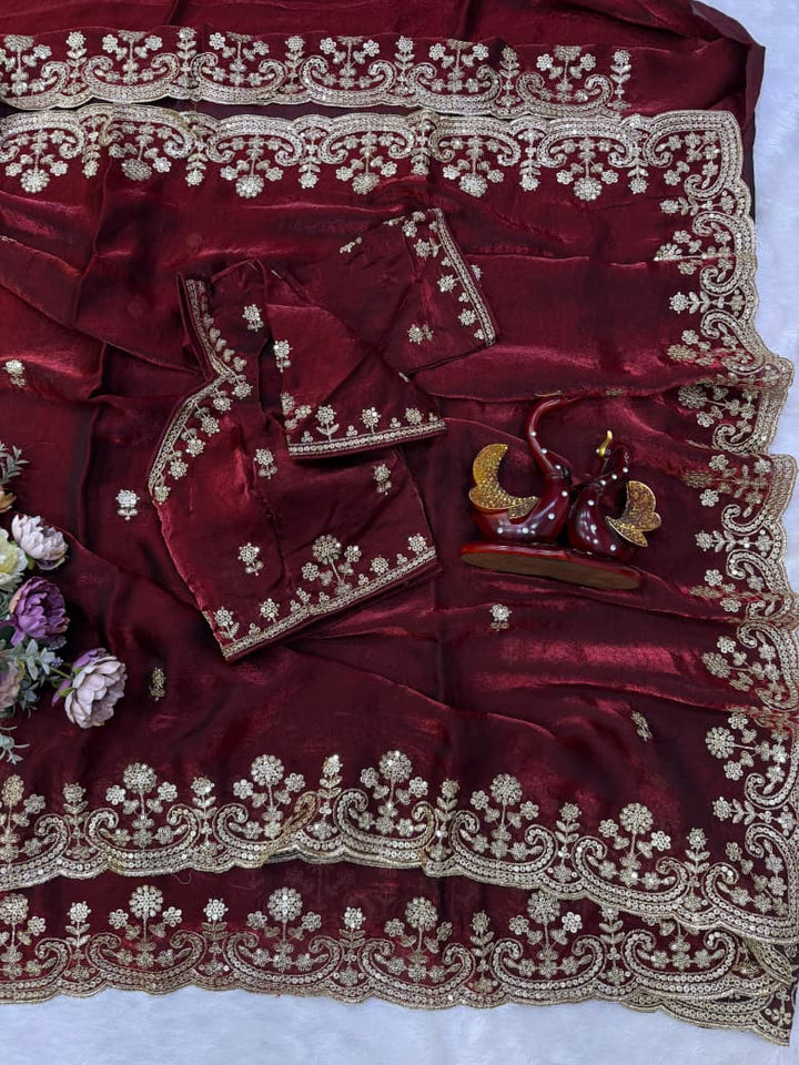 Glam Theory – Fancy Silk Saree with Sequin & Zari Embroidered