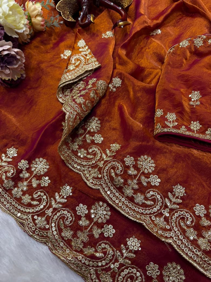Glam Theory – Fancy Silk Saree with Sequin & Zari Embroidered