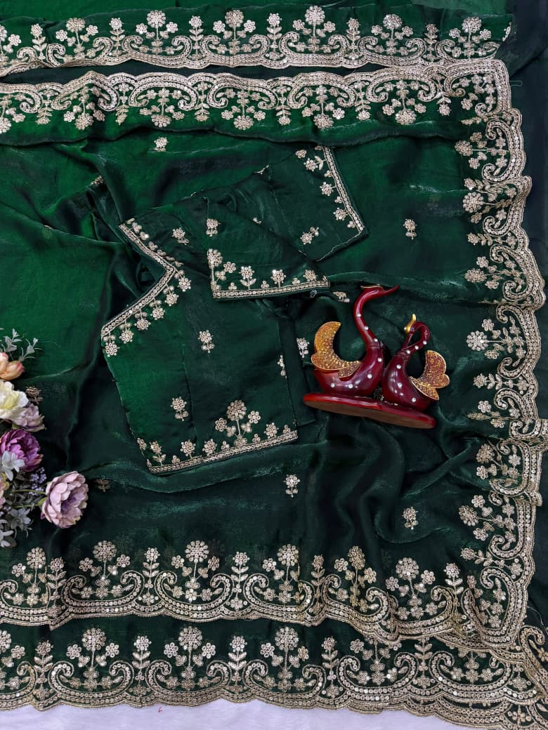 Glam Theory – Fancy Silk Saree with Sequin & Zari Embroidered