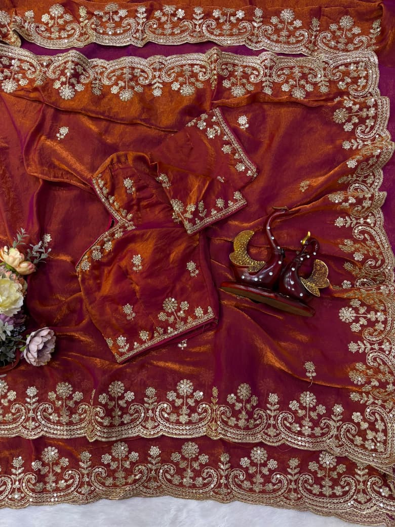 Glam Theory – Fancy Silk Saree with Sequin & Zari Embroidered