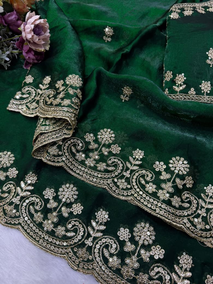 Glam Theory – Fancy Silk Saree with Sequin & Zari Embroidered