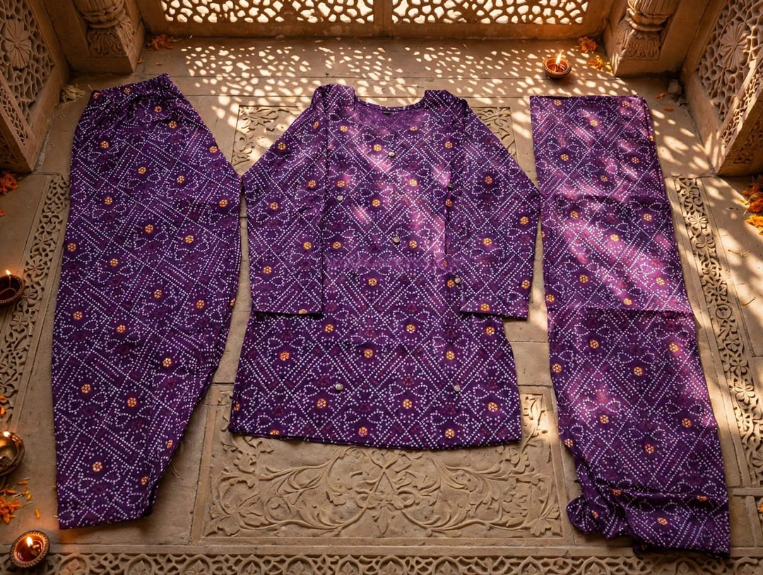 Desi Dil – Premium Cotton Bandhani Kurti Set