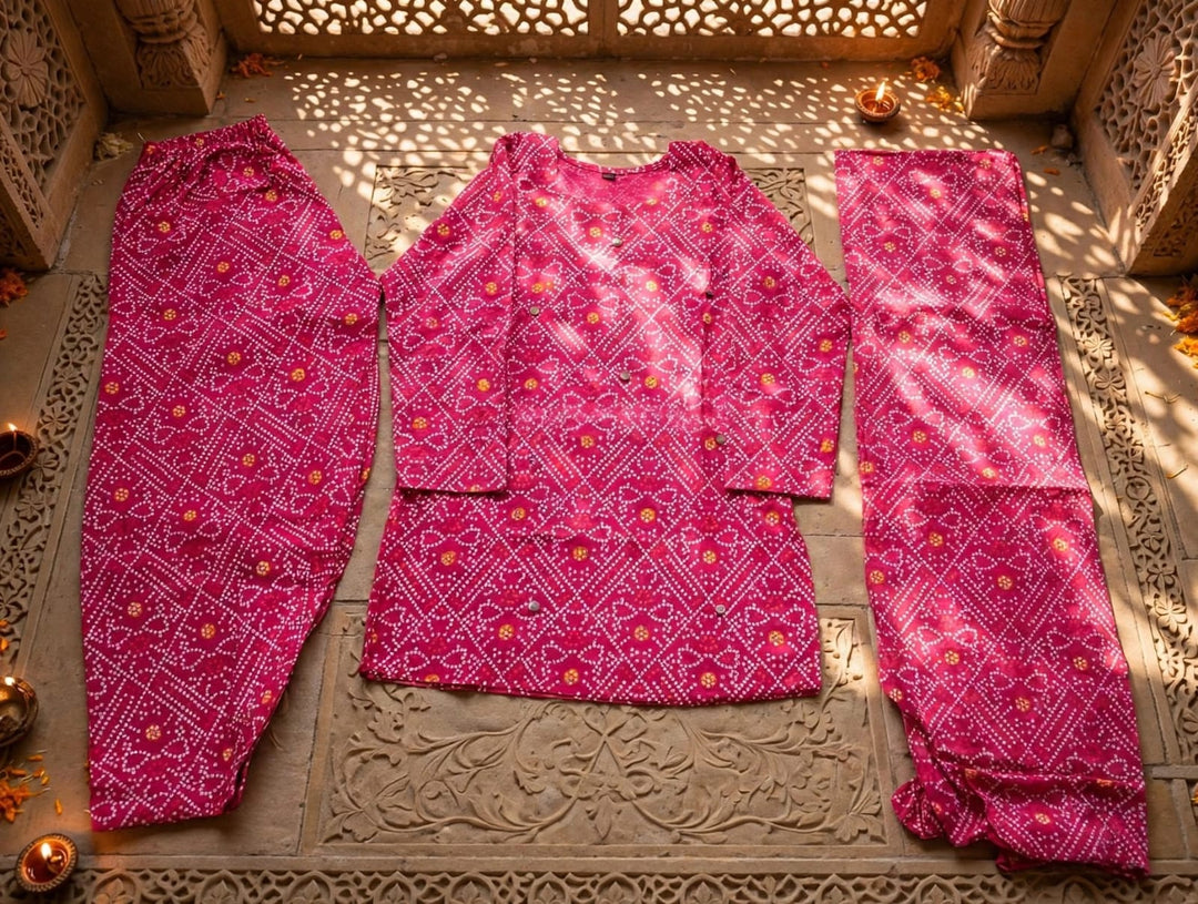 Desi Dil – Premium Cotton Bandhani Kurti Set