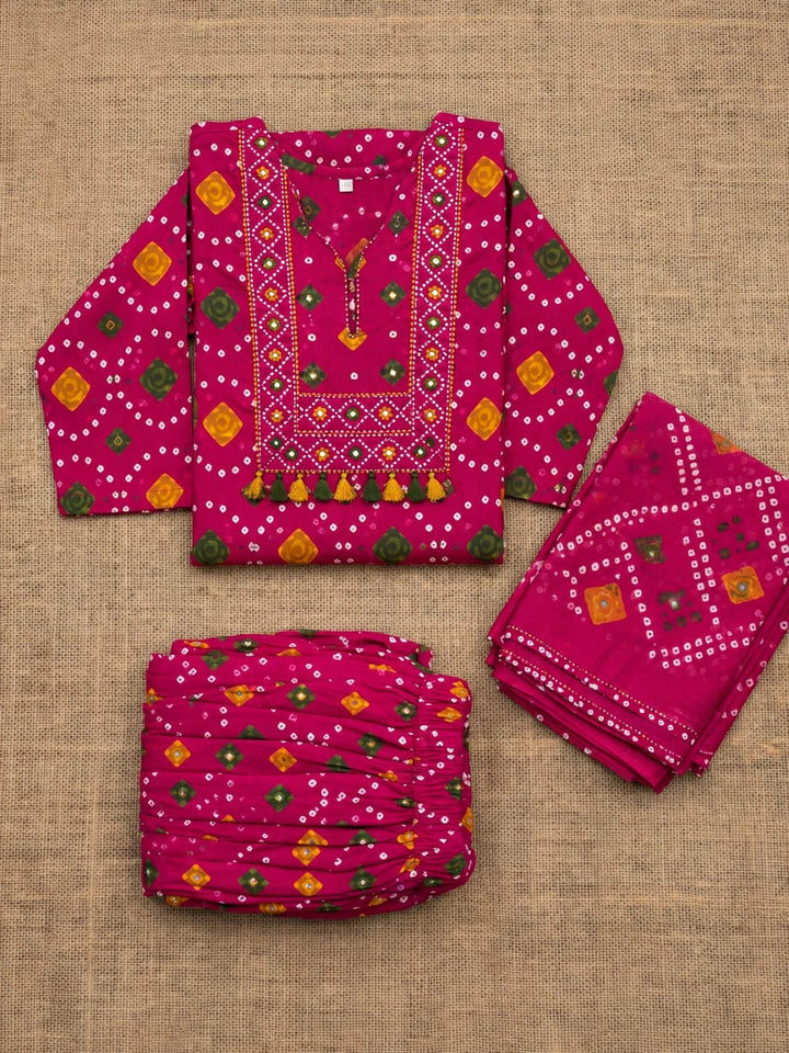 Ishq Di Heer – Bandhani Cotton Kurti Set