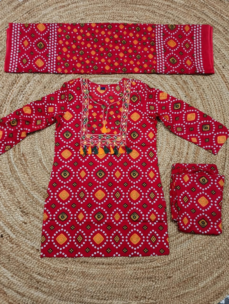 Ishq Di Heer – Bandhani Cotton Kurti Set