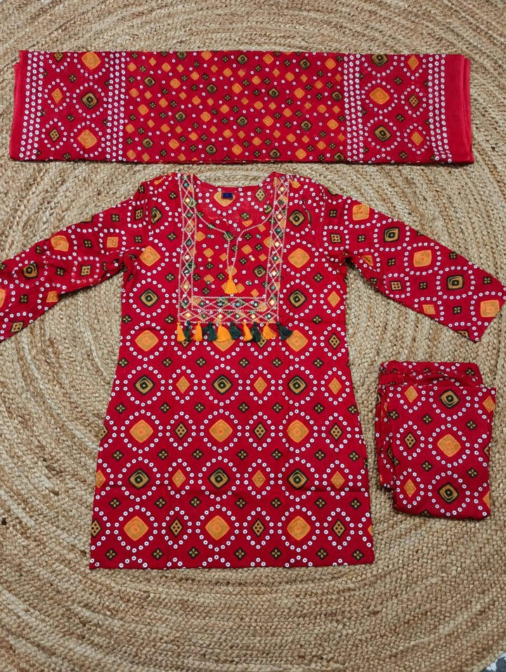 Ishq Di Heer – Bandhani Cotton Kurti Set