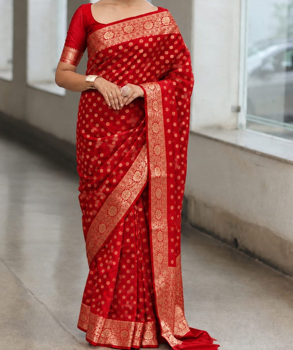 Deepavali Shringar- Banarasi Semi Georgette Soft Silk  Saree