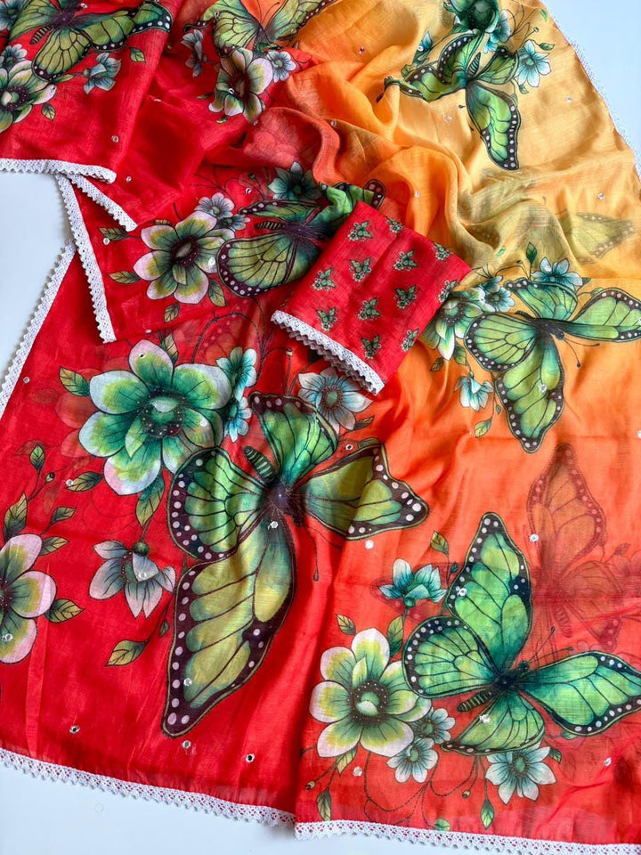 🦋 The Magic She Wears – Soft Linen Saree
