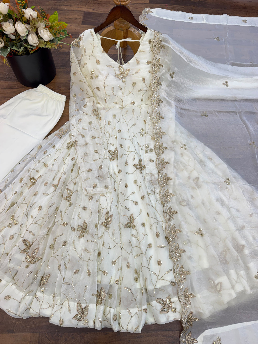 Pearl of Grace – Fendy Silk Embroidered Gown Set