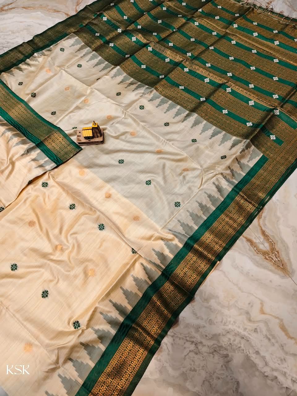 Whispers of Tradition-Ikkat Assam Tussar Silk Saree