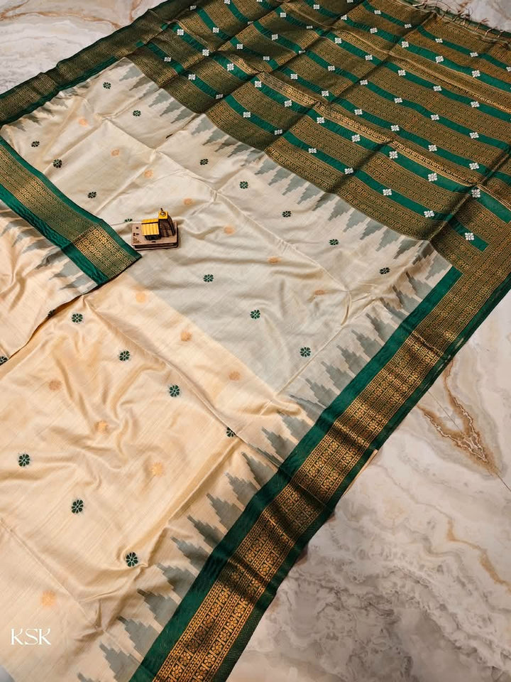 Whispers of Tradition-Ikkat Assam Tussar Silk Saree