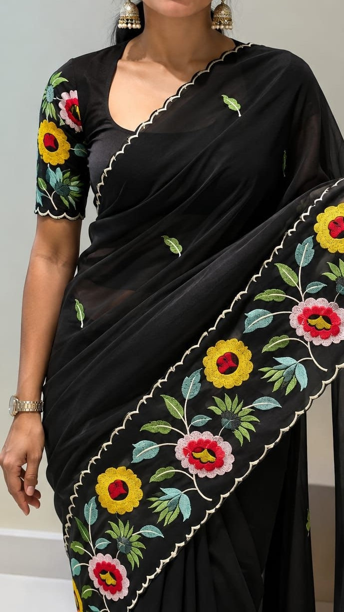 Meadow Sonnet Georgette Designer Saree
