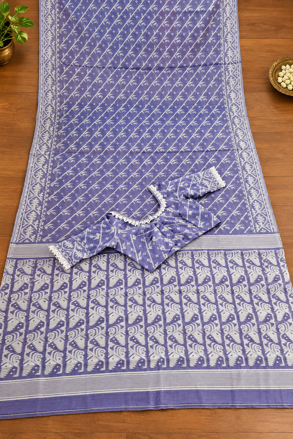 🌸 Rangmohini Bengal Jamdani Saree Set 🌸