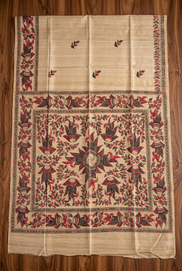 The Folk Canvas Ghicha Tussar Silk Saree