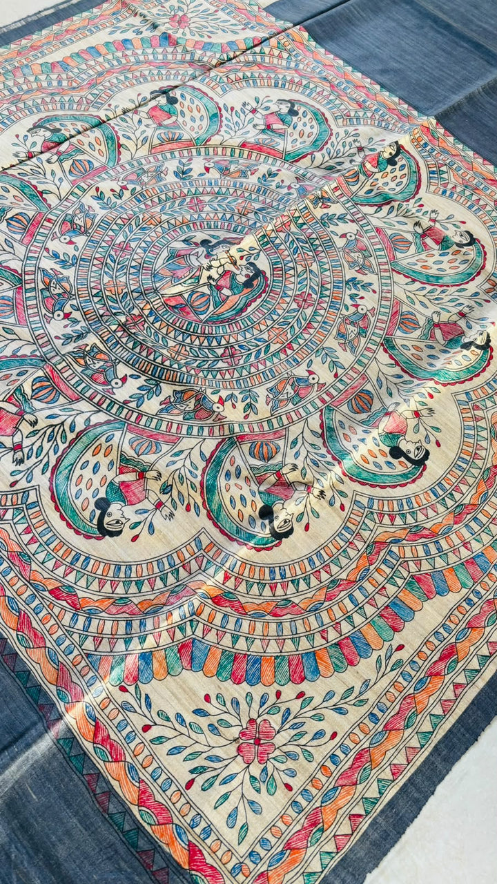 The Folk Canvas Ghicha Tussar Silk Saree