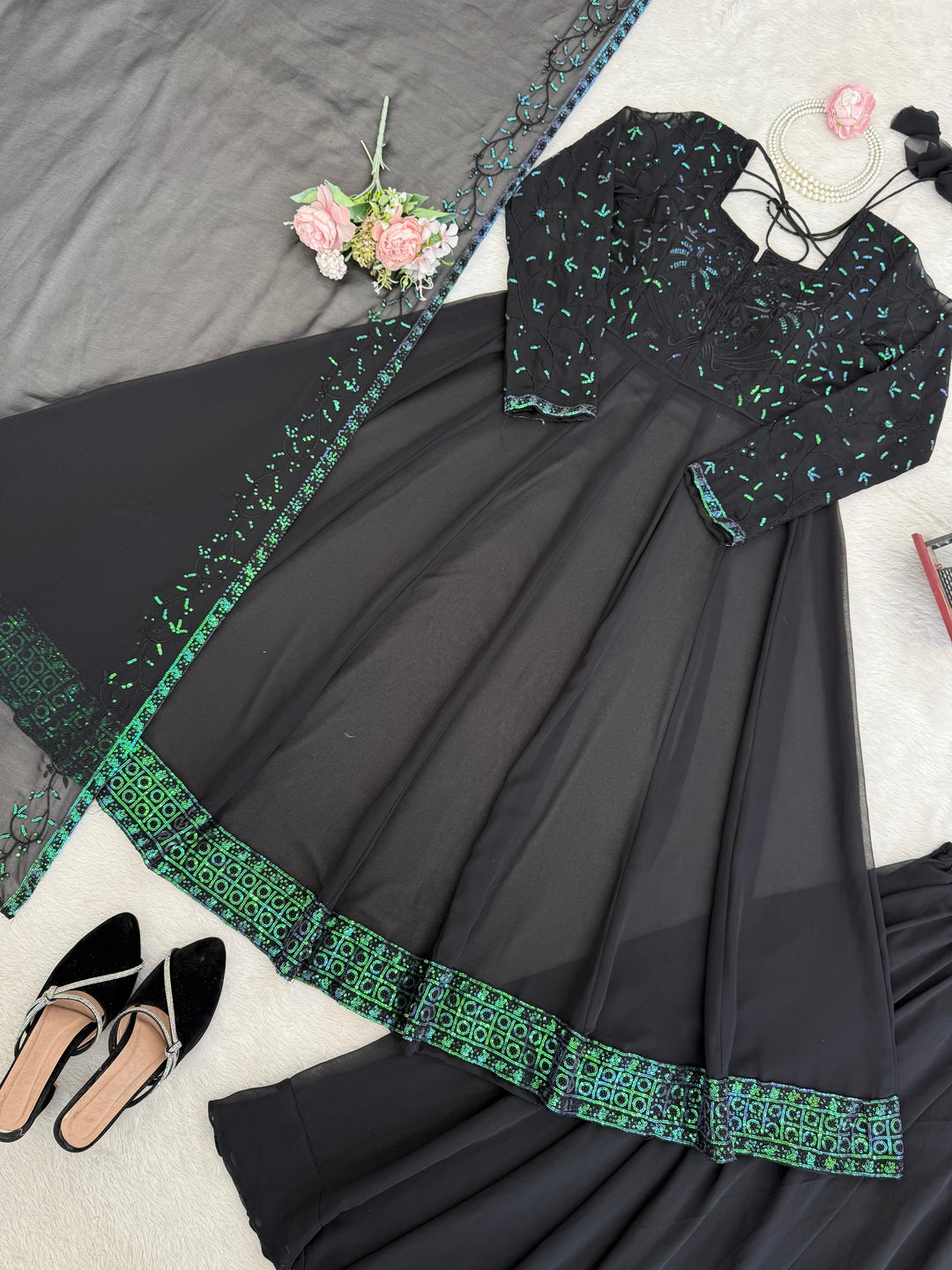 Sham-e-Gulab Georgette Gown Set
