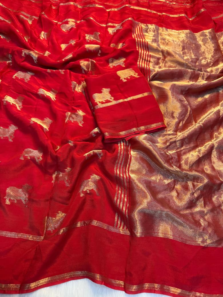 Verdant Bloom Viscose Crepe Silk Saree