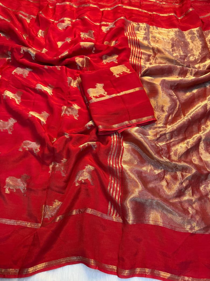 Verdant Bloom Viscose Crepe Silk Saree