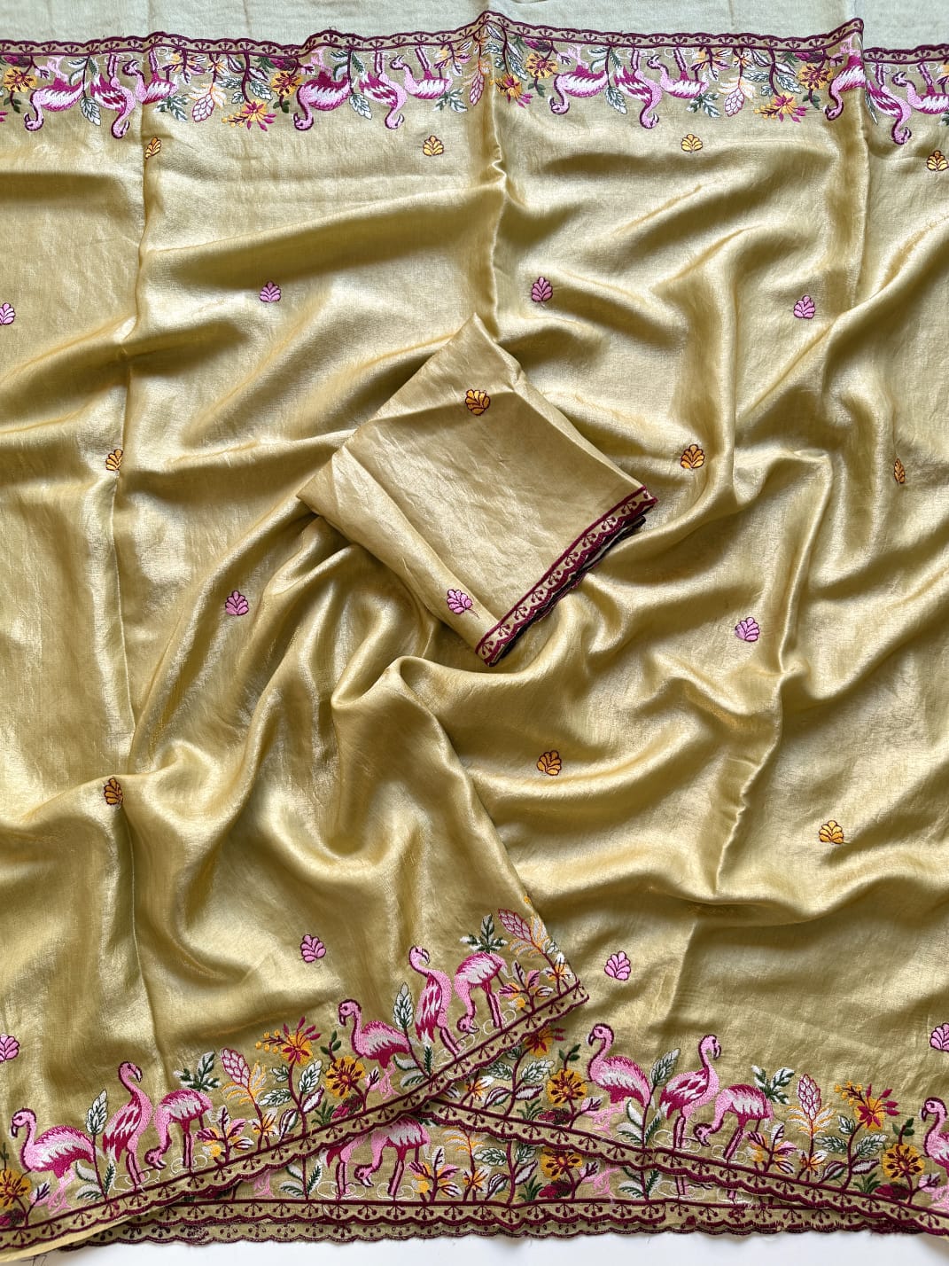 Symphony of Feathers Satin Silk Saree