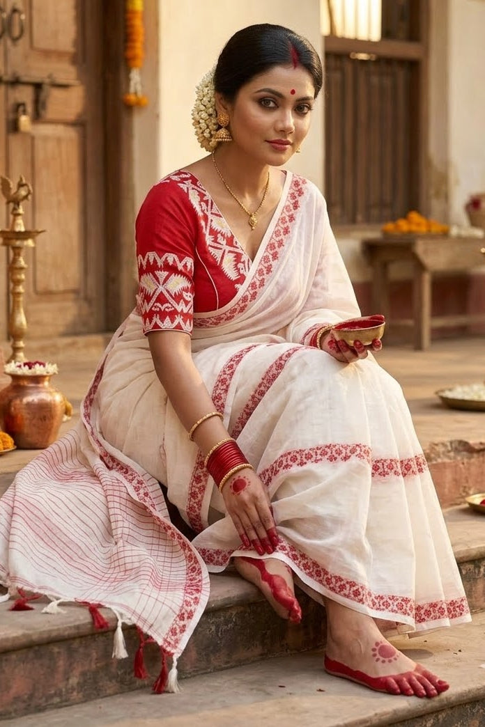 Love in Contrast - Exclusive Cotton Saree With Blouse (Combo -2)