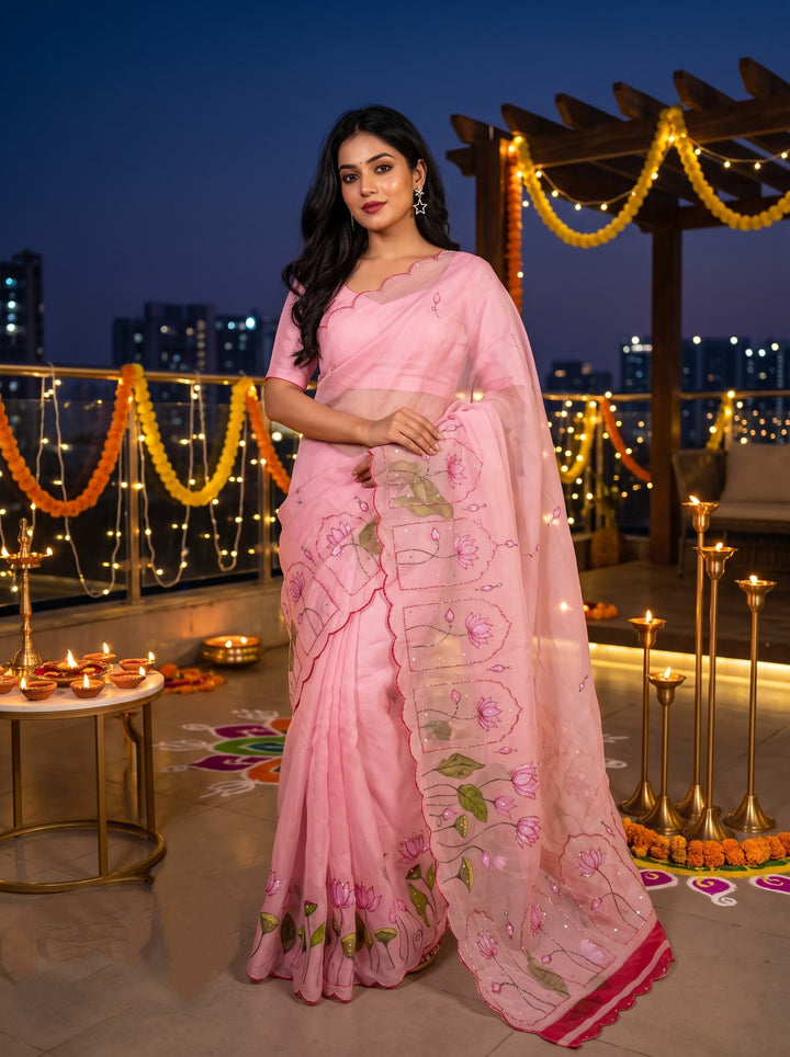 Midnight Spark– Digital Floral Print Katdana Saree