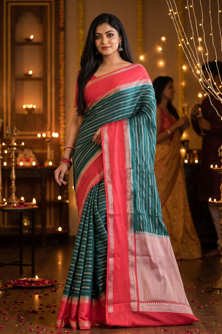 Elegant Emerald Banarasi Saree