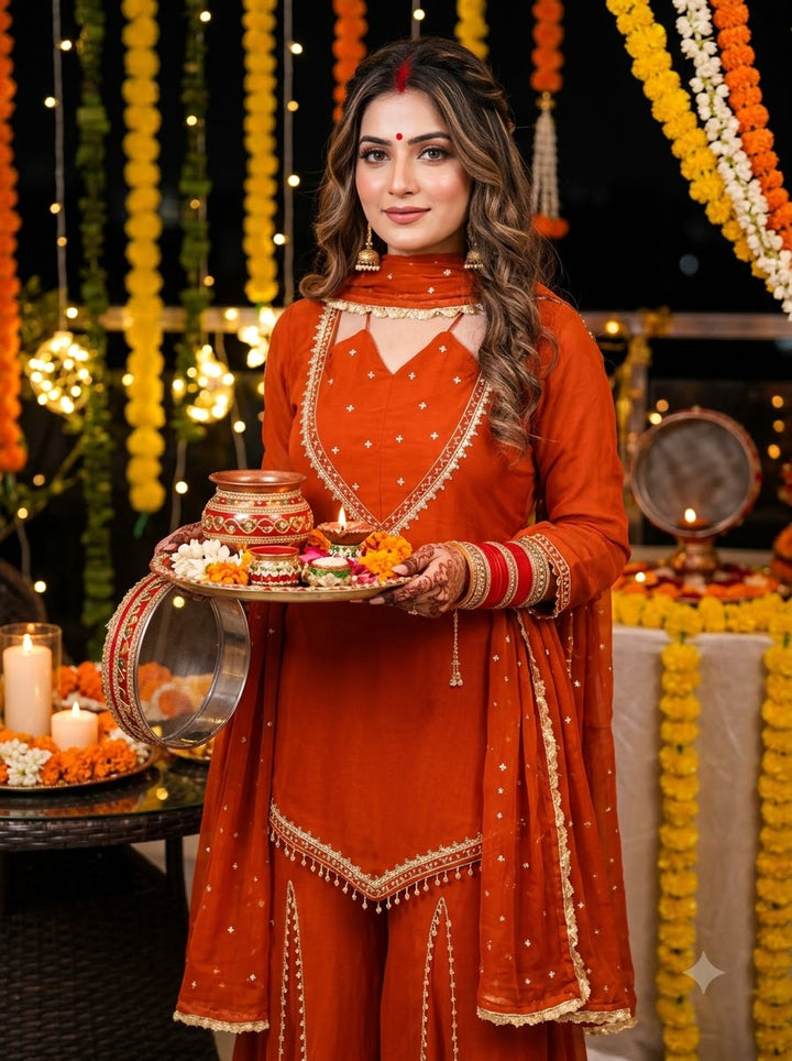 Suhagan’s Glow Mirror work Sarara set