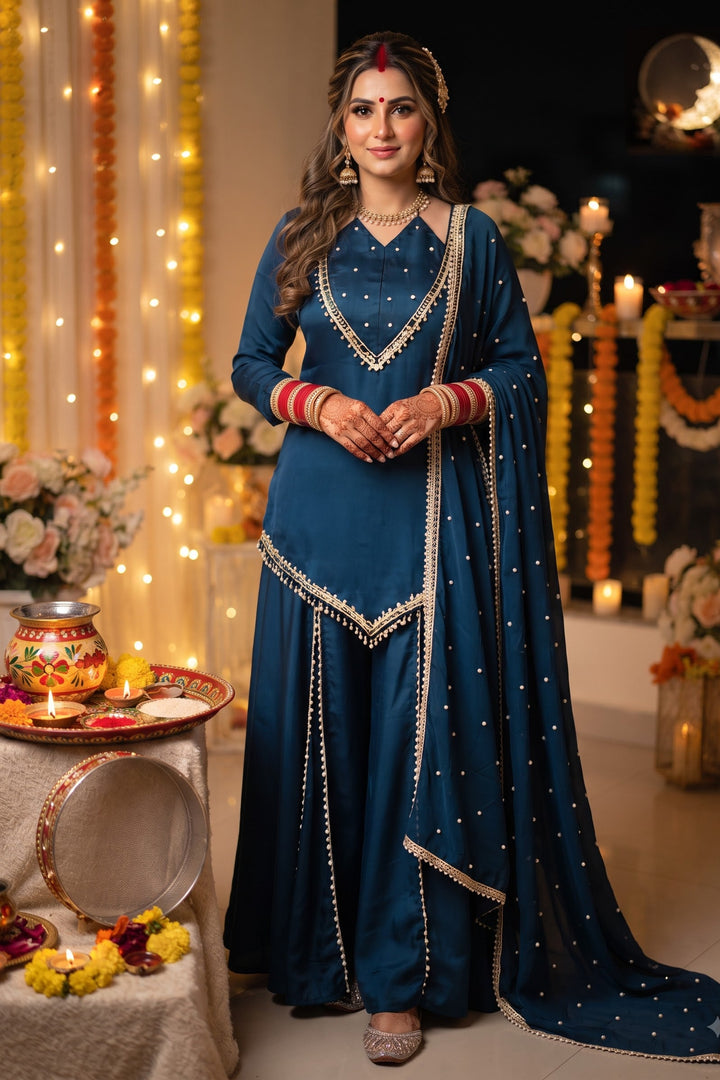 Suhagan’s Glow Mirror work Sarara set