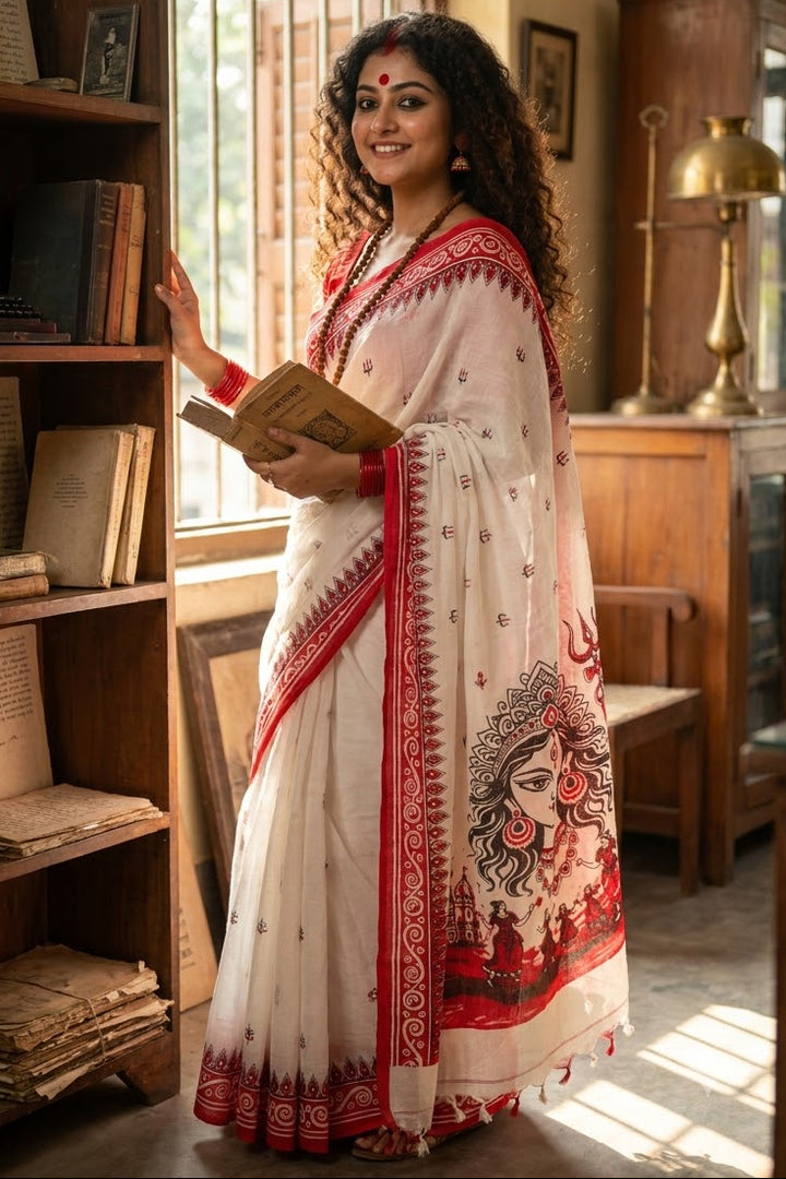 Trishulika Mul Cotton Saree with Print Work