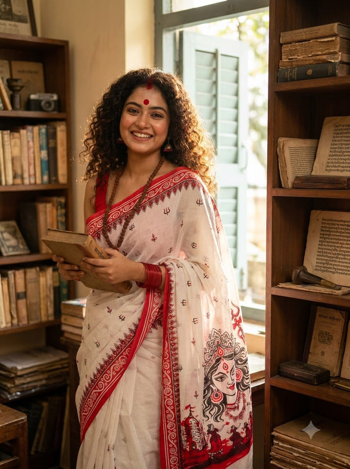 Trishulika Mul Cotton Saree with Print Work