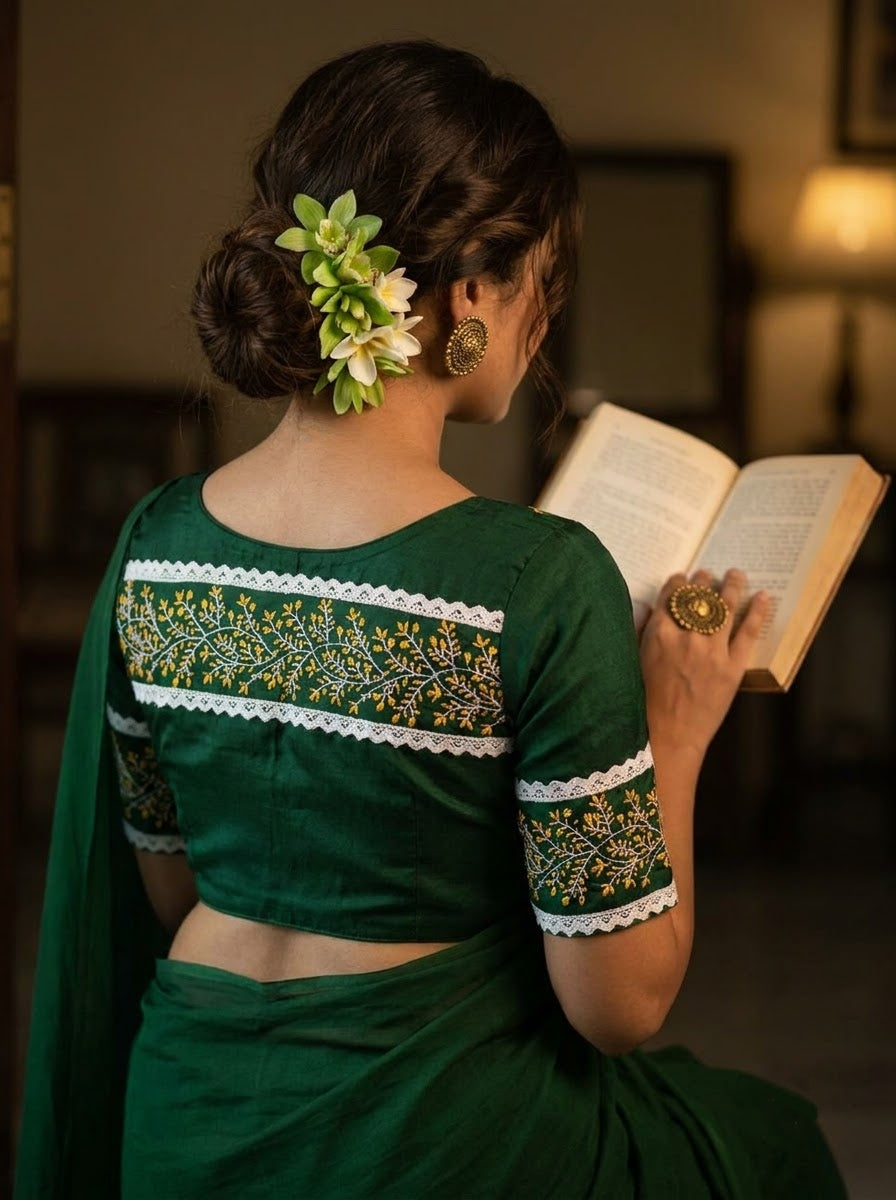 A Memory Woven in Flowers – Embroidered & Lace Work Blouse