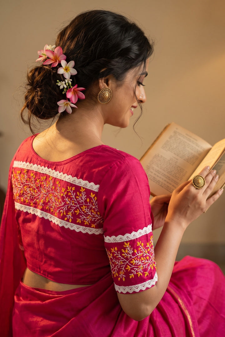 A Memory Woven in Flowers – Embroidered & Lace Work Blouse