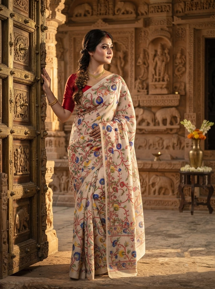 Phoollata Jamdani Exclusive Semi Tussar Jamdani Saree