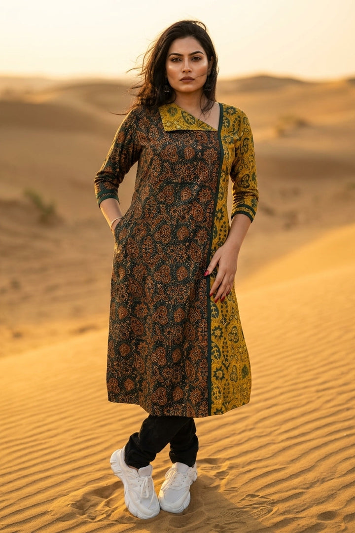 Ajrakh Grace- Sustainable Hand Block Ajrakh Kurti